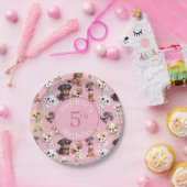 Schattigee puppy hond verjaardag roze papieren bordje (Feest)