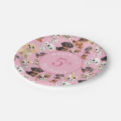 Schattigee puppy hond verjaardag roze papieren bordje (Gekanteld)