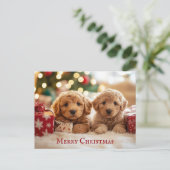 Schattigee puppy hond Vrolijk kerstfeest Briefkaart (Staand voorkant)