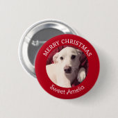 Schattigee puppy hond vrolijk kerstrood ronde button 5,7 cm (Voorkant /achterkant)