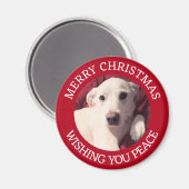 Schattigee puppy hond Vrolijk kerstvrede rood Magneet (Voorkant / Achterkant)