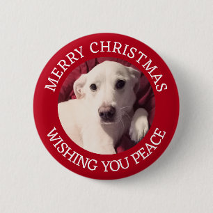 Schattigee puppy hond Vrolijk kerstvrede rood Ronde Button 5,7 Cm