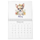 Schattigee Puppy Huisdieren Waterverf Flower Kalender (Feb 2026)