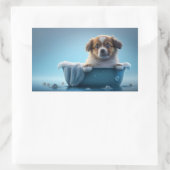 Schattigee Puppy in Blue Bath Tub Rechthoekige Sticker (Tas)