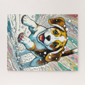 Schattigee puppy in de sneeuwpuzzel van 500 stukje legpuzzel (Horizontaal)