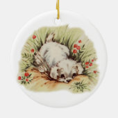 Schattigee  puppy in gras keramisch ornament (Achterkant)