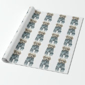 Schattigee puppy in jeans kunst cadeaupapier (Uitgerold)