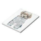 Schattigee puppy in jeans kunst notitieblok (Linkerzijde)