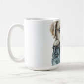 Schattigee puppy in jeans kunstmonogram koffiemok (Links)