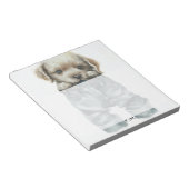 Schattigee puppy in jeans kunstmonogram notitieblok (Schuin)