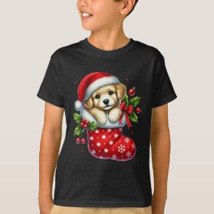 Schattigee puppy in kerstkousen voor dierenliefde t-shirt