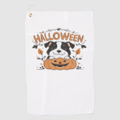 Schattigee puppy in pompoen - Halloween hondenillu Golfhanddoek (Voorkant)