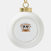Schattigee puppy in pompoen - Halloween hondenillu Keramische Bal Ornament (Voorkant)