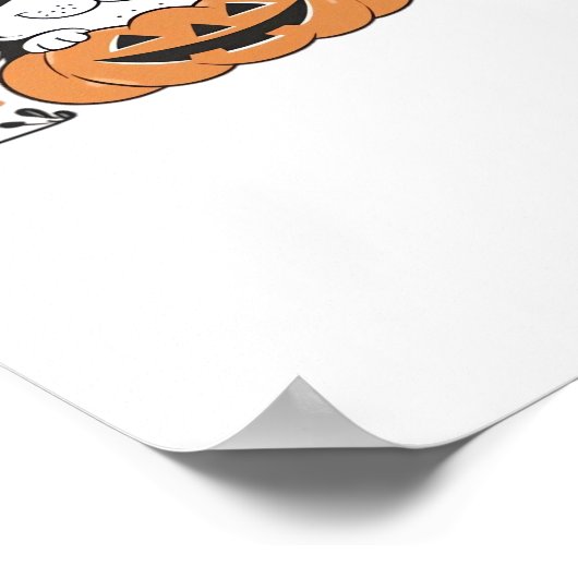 Schattigee puppy in pompoen - Halloween hondenillu Poster (Hoek)