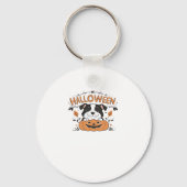 Schattigee puppy in pompoen � Halloween hondenillu Sleutelhanger (Voorkant)
