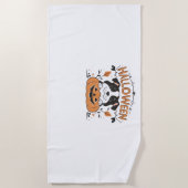 Schattigee puppy in pompoen - Halloween hondenillu Strandlaken (Voorkant)