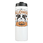 Schattigee puppy in pompoen - Halloween hondenillu Thermosbeker (Voorkant)
