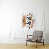 Schattigee puppy in pompoen - Halloween hondenillu Wandkleed (In Situ (horizontaal))