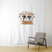 Schattigee puppy in pompoen - Halloween hondenillu Wandkleed (In situ)