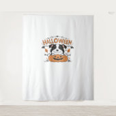 Schattigee puppy in pompoen - Halloween hondenillu Wandkleed (Voorkant)