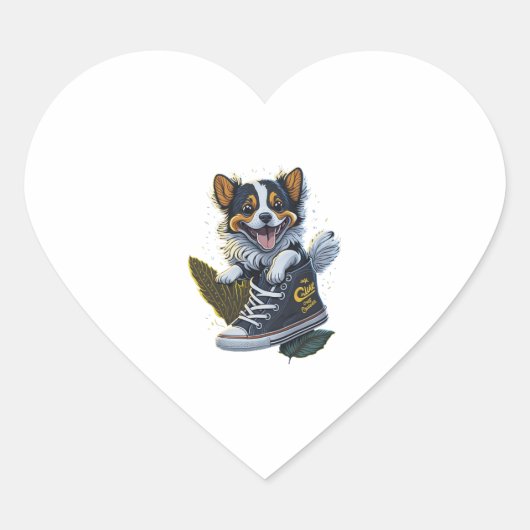 Schattigee puppy in sneaker hart sticker (Voorkant)