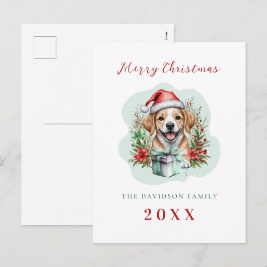 Schattigee Puppy Kerst Feestdagenkaart (Voorkant / Achterkant)