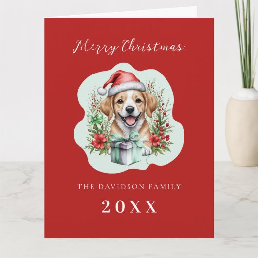Schattigee Puppy Kerst Kaart (Voorkant)
