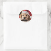 Schattigee puppy. Kerst Retriever puppy Ronde Sticker (Tas)