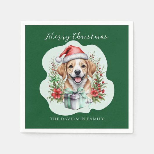 Schattigee Puppy Kerst Servet (Voorkant)