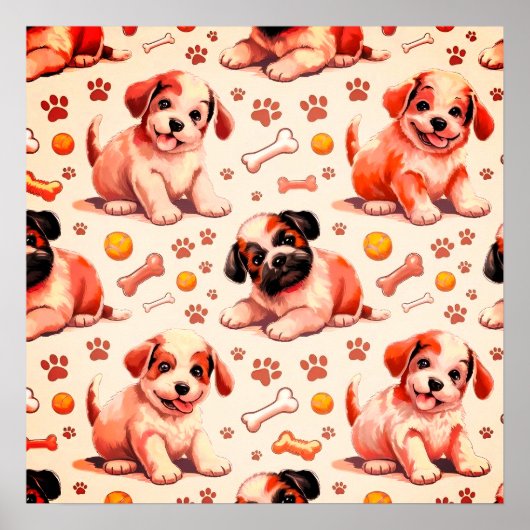 Schattigee puppy kinderkamer Poster (Voorkant)