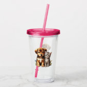 Schattigee puppy/kitten acryl drinkbeker (Achterkant)