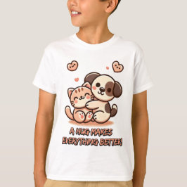 Schattigee Puppy & Kitten Knuffel - Schattig Kawai T-shirt