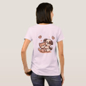 Schattigee Puppy & Kitten Knuffel - Schattig Kawai T-shirt (Achterkant volledig)