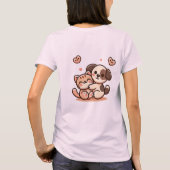 Schattigee Puppy & Kitten Knuffel - Schattig Kawai T-shirt (Achterkant)