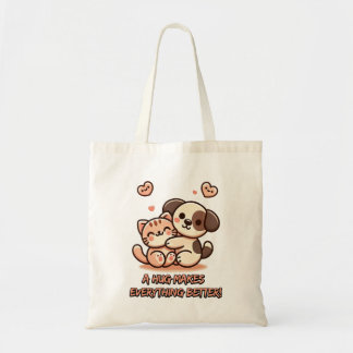 Schattigee Puppy & Kitten Knuffel - Schattig Kawai Tote Bag
