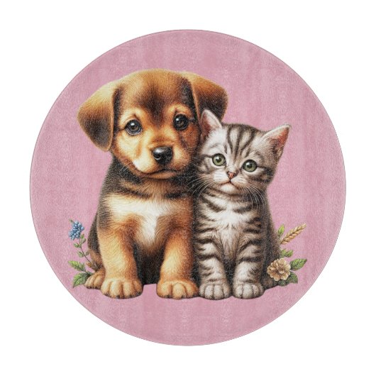 Schattigee puppy/kitten snijplank (Voorkant)