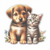 Schattigee puppy/kitten sticker (Voorkant)