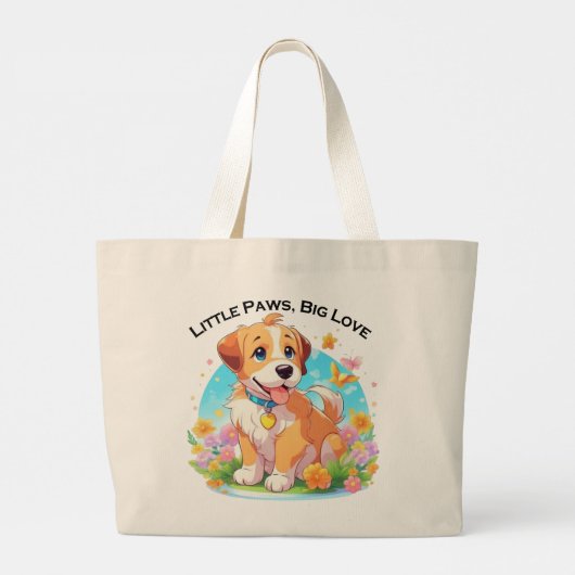 Schattigee puppy kleine poten grote liefde grote tote bag (Achterkant)