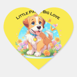 Schattigee puppy kleine poten grote liefde hart sticker