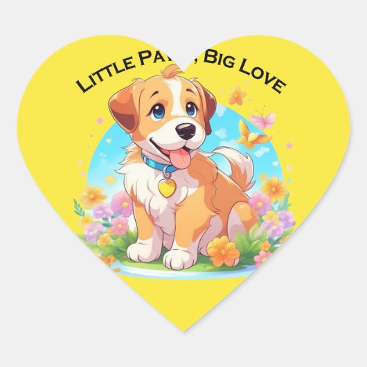 Schattigee puppy kleine poten grote liefde hart sticker (Voorkant)