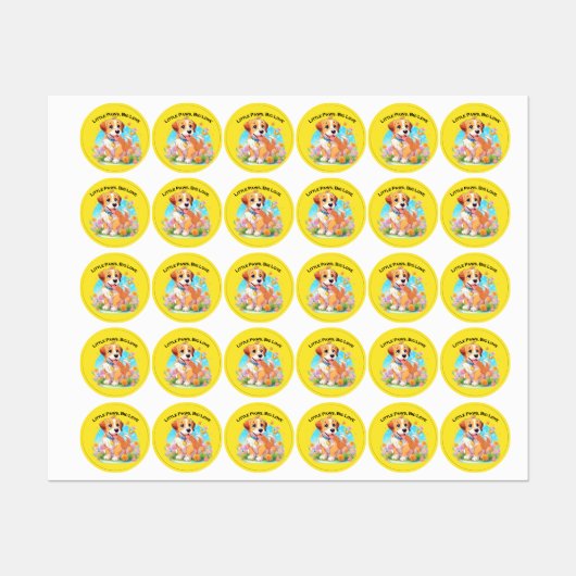 Schattigee puppy kleine poten grote liefde labels (Vel)