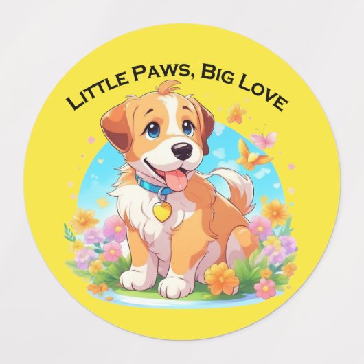 Schattigee puppy kleine poten grote liefde labels (Design 1)