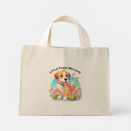 Schattigee puppy kleine poten grote liefde mini tote bag (Achterkant)