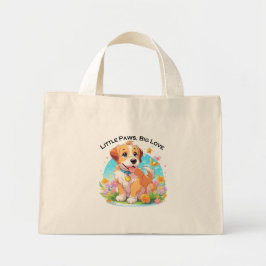 Schattigee puppy kleine poten grote liefde mini tote bag