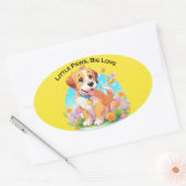 Schattigee puppy kleine poten grote liefde ovale sticker (Envelop)