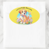 Schattigee puppy kleine poten grote liefde ovale sticker (Tas)