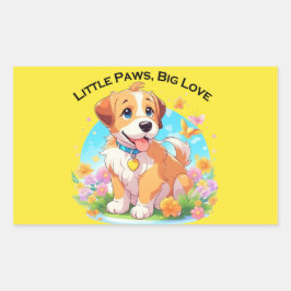 Schattigee puppy kleine poten grote liefde rechthoekige sticker