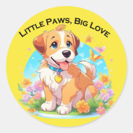 Schattigee puppy kleine poten grote liefde ronde sticker