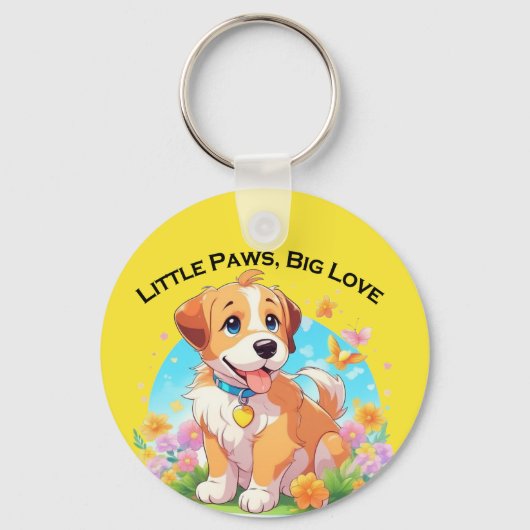 Schattigee puppy kleine poten grote liefde sleutelhanger (Voorkant)