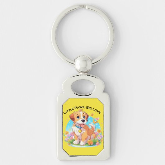 Schattigee puppy kleine poten grote liefde sleutelhanger (Voorkant)
